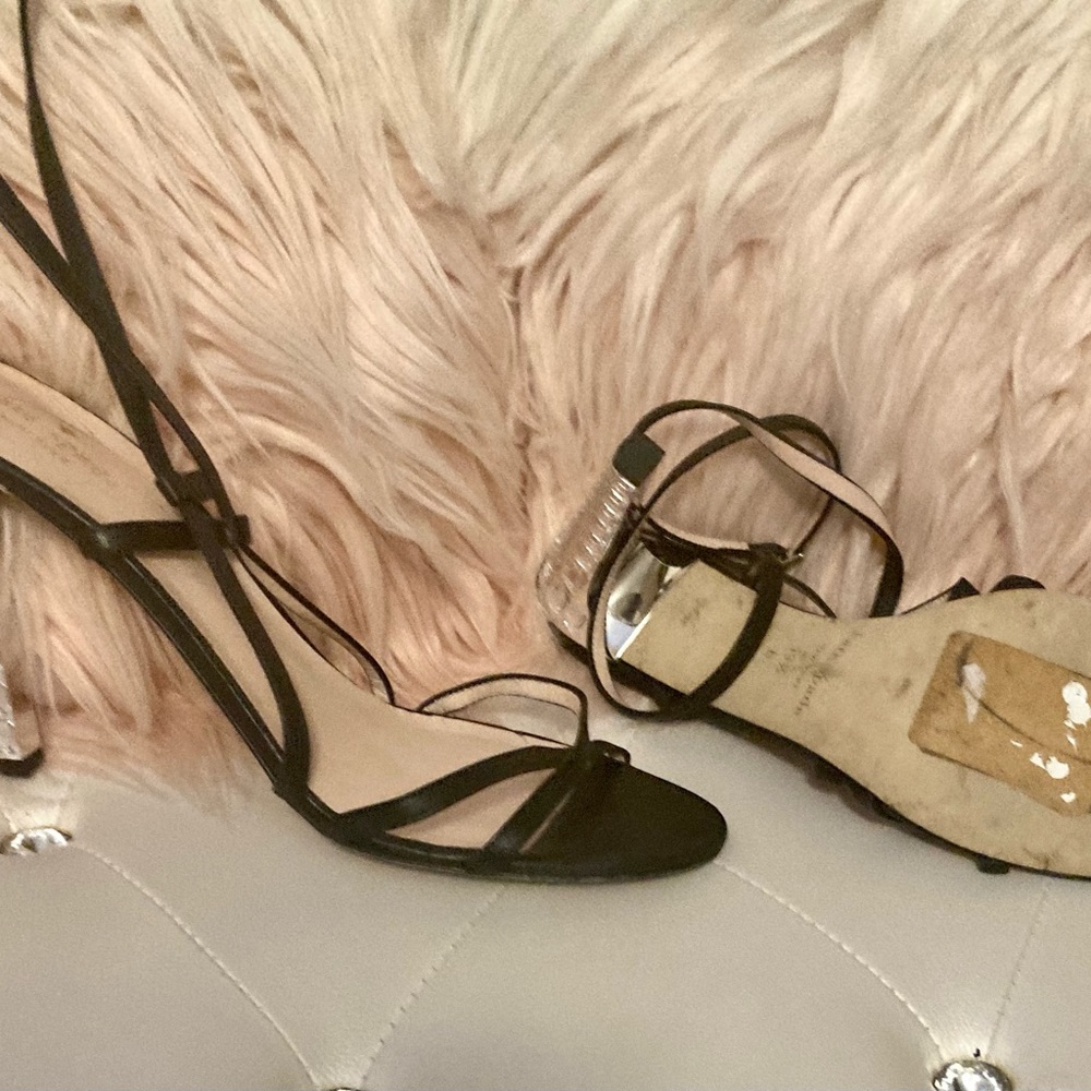 Kate Spade Fiandra Black Leather Jeweled Strappy Heeled Sandals Size 10.5B - Picture 9 of 13